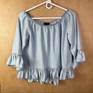 Sanctuary Julia Chambray Off The Shoulder Top Size M